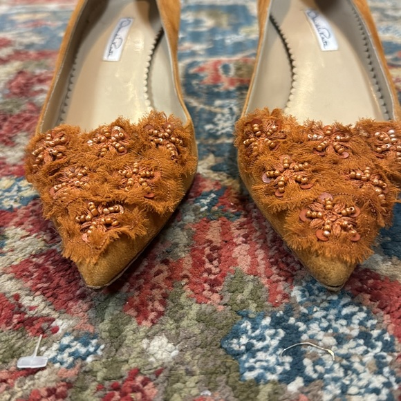 Oscar de la Renta rust orange heels size 7.5 - Picture 3 of 8